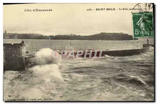 Ansichtskarte AK Saint Malo Le Mole par tempete