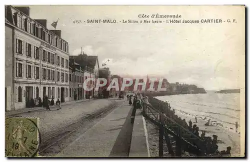 Cartes postales Saint Malo Le Sillon a Mer haute L Hotel Jacques Cartier Train