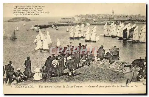 Ansichtskarte AK Saint Malo Vue generale prise de Saint Servan Bateaux