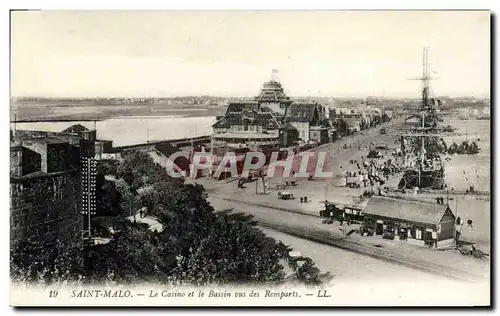 Cartes postales Saint Malo Le Casino et le Bassins vus des Remparts Bateau