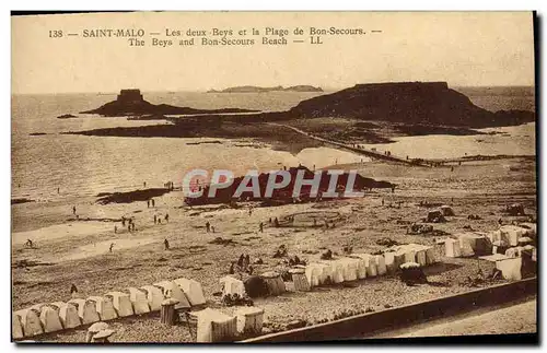 Ansichtskarte AK Saint Malo Les deux Beys et la plage de Bon Secours