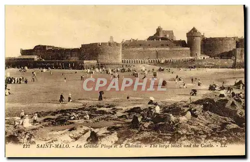 Cartes postales Saint Malo La Grande Plage et le Chateau