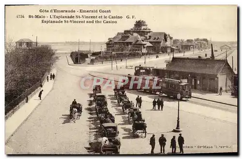 Cartes postales St Malo L Esplanade St Vincent et le Casino Train