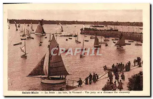 Ansichtskarte AK Saint Malo La Jetee Au loin la Vicomte Bateaux