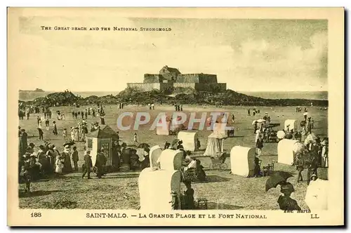 Ansichtskarte AK Saint Malo La Grande Plage et le Fort National