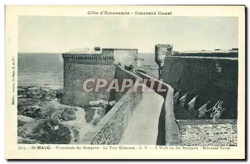 Cartes postales St Malo Promenade des Remparts La Tour Bidouane