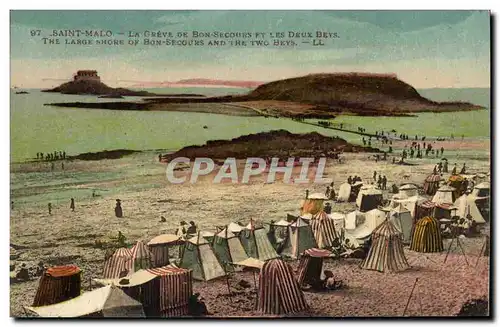 Cartes postales Saint Malo Le Greve de Bon Secours et Les Deux Beys