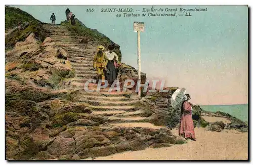 Ansichtskarte AK Saint Malo Escalier du Grand Bey Conduisant au tombeau de Chateaubriand