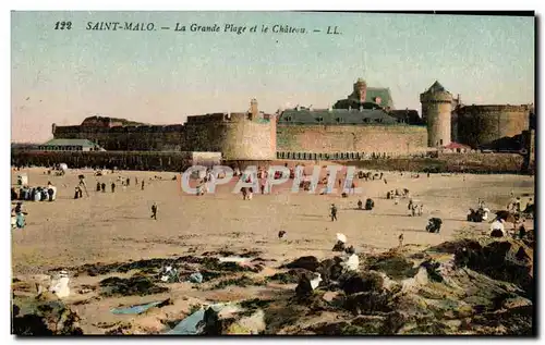 Ansichtskarte AK Saint Malo La Grande Plage et le Chateau