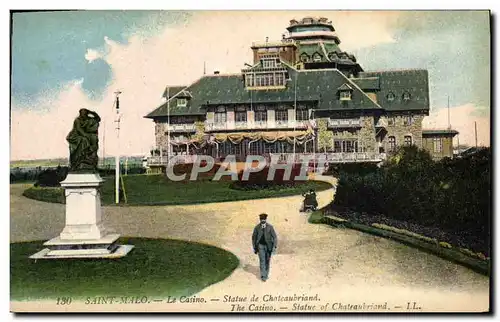 Ansichtskarte AK Saint Malo Le Casino Statue de Chateaubriand