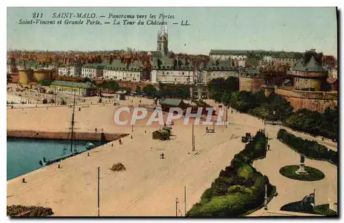 Ansichtskarte AK Saint Malo Panorama vers les Portes Saint Vincent et grande porte Train