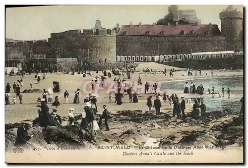 Cartes postales Saint Malo Le Chateau de la Duchesse Anne et la Plage