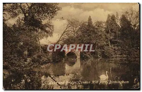 Cartes postales Lake and Bridge Cananon Hill Park Birmingham Cygne