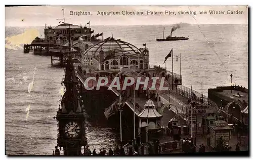 Cartes postales Brighton Aquarium Clock and Palace Pier showing new Winter Garden