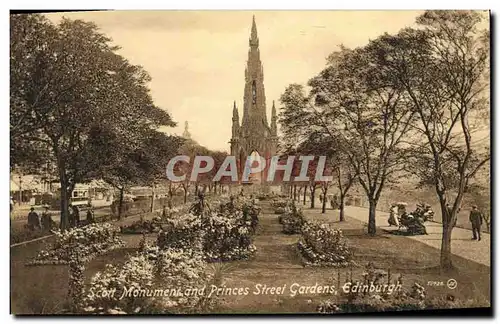 Cartes postales Edinburgh Scott Monument And Princes Street Gardens