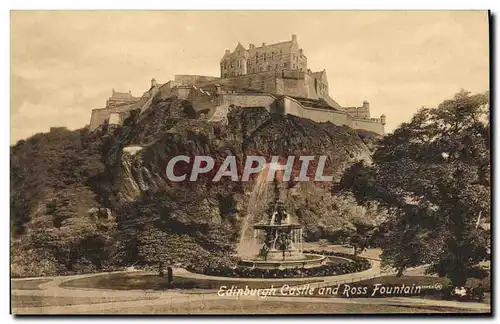 Cartes postales Edinburgh castle and Ross Fountain