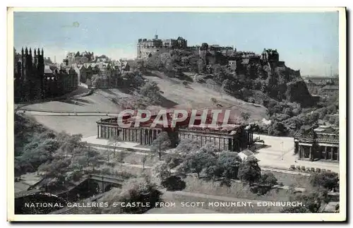 Cartes postales Edinburgh National Galleries Castle From Scott Monument