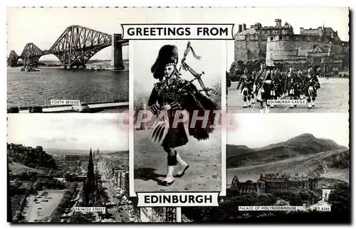 Moderne Karte Edinburgh Castle Forth bridge Princes Street Holyroodhouse