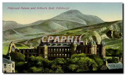 Cartes postales Edinburgh Holyrood Palace Fountain and Arthur s Seat