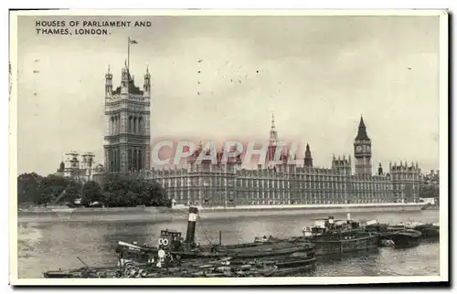 Cartes postales Houses Of Parliament And Thames London Bateau