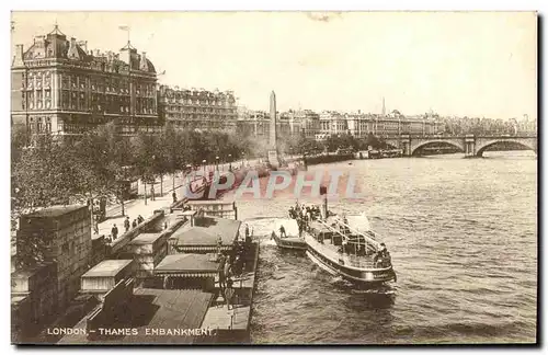 Ansichtskarte AK London Thames Embankment Bateau