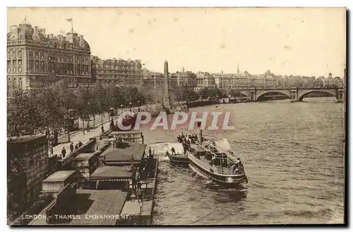 Ansichtskarte AK London Thames Embankment Bateau