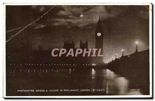 Cartes postales Westminster Bridge Houses of Parliament London by night