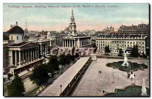 Cartes postales Trallagar Square showing National Gallery St Martin s Cathedral London