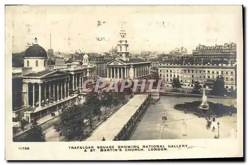 Cartes postales Trafalgar Square Showing National Gallery St Martin s Church London