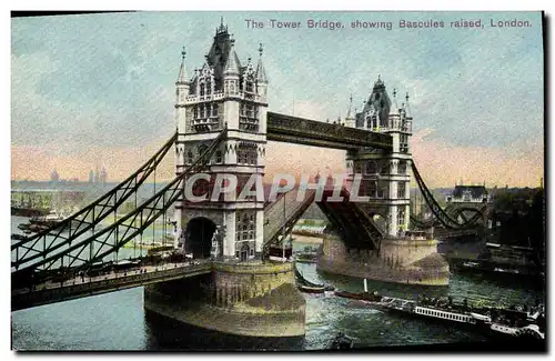 Ansichtskarte AK London The Tower Bridge Showing Bascules raised Bateau