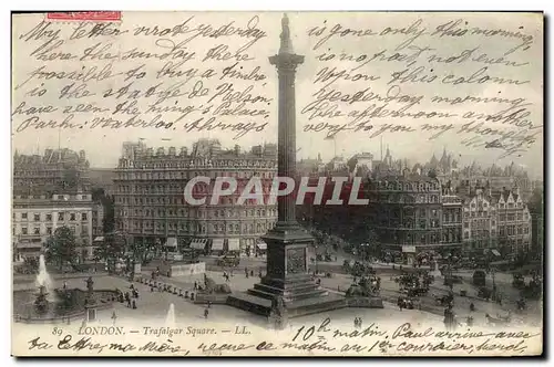 VINTAGE POSTCARD London Trafalgar Public garden