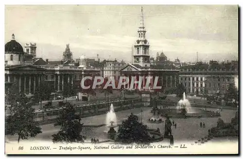 Cartes postales London Trafaigar Square National Gallery and St Martin s church