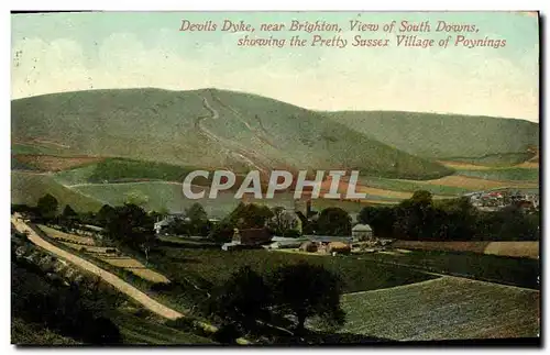 Ansichtskarte AK Devils Dyke near Brighton View of South Downs showing the pretty Sussex village of Poynings