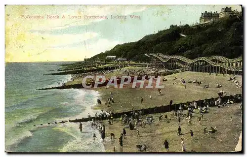 Ansichtskarte AK Folkestone Beach Lower Promeande Looking West