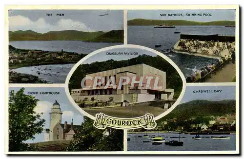 Cartes postales Gourock The Pier Sun Bathers Swimming pool Coch Lighthouse Cardwell Bay