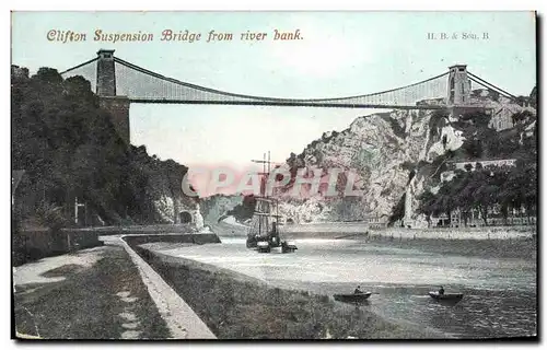 Cartes postales Clifton Suspension Bridge From River Bank