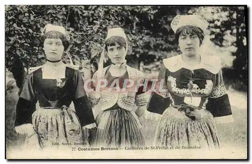 Ansichtskarte AK Costumes Bretons Coiffures de St Prelat et de Banmalec Folklore