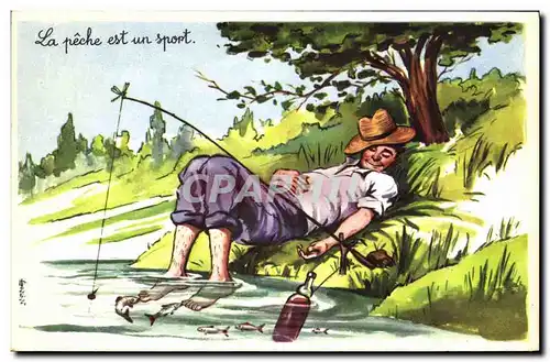 Cartes postales Humour La peche est un sport