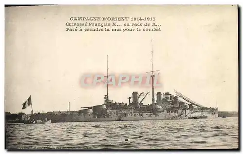 Cartes postales Campagne D Orient 1914 1917 Cuirasse Francais X en rade