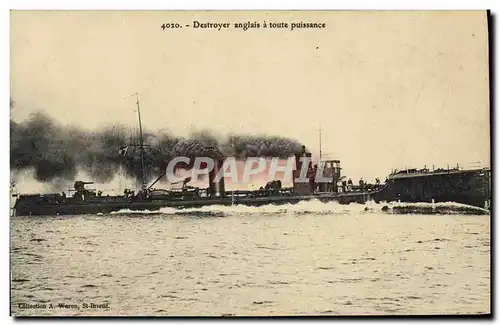 Cartes postales Destroyer Anglais a Toute Puissance