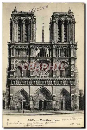 Cartes postales Paris Eglise Notre Dame Facade