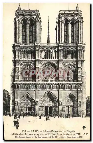 Cartes postales Paris Eglise Notre Dame La Facade