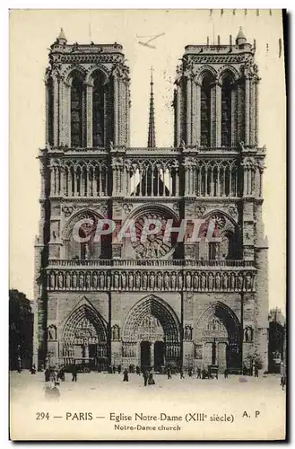 Cartes postales Paris Eglise Notre Dame La Facade