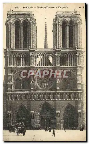 Cartes postales Paris Eglise Notre Dame La Facade