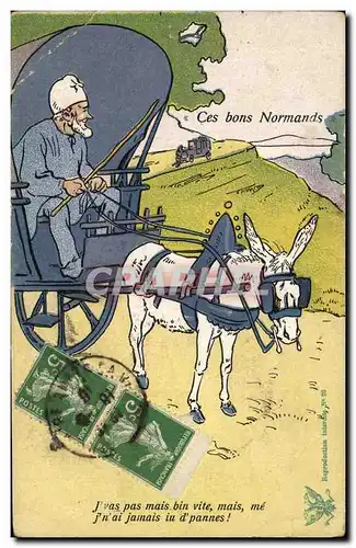 Cartes postales Jvas Pas Mais Bin Vite Mais Me Ces Bons Normands Folklore mule Charrette