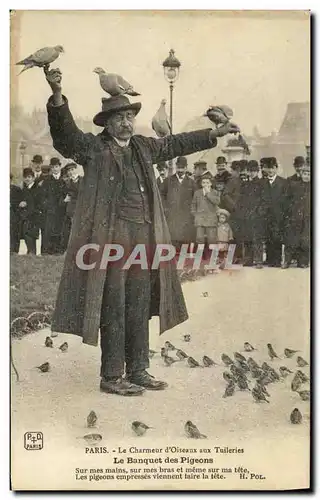 Cartes postales Paris Le Chameur d Oiseaux aux Tuileries Le Banquet des Pigeons TOP