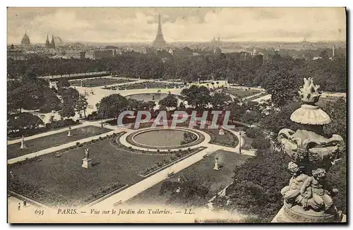 Cartes postales Paris Vue sur le Jardin des Tuileries Tour Eiffel