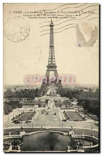 Ansichtskarte AK Paris Les Jardins du Trocadero Le Pont d lena et La Tour Eiffel