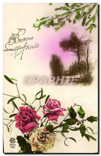 Ansichtskarte AK Bonne Annee Fleurs Roses