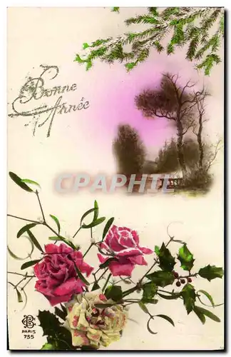 Cartes postales Bonne Annee Fleurs Roses